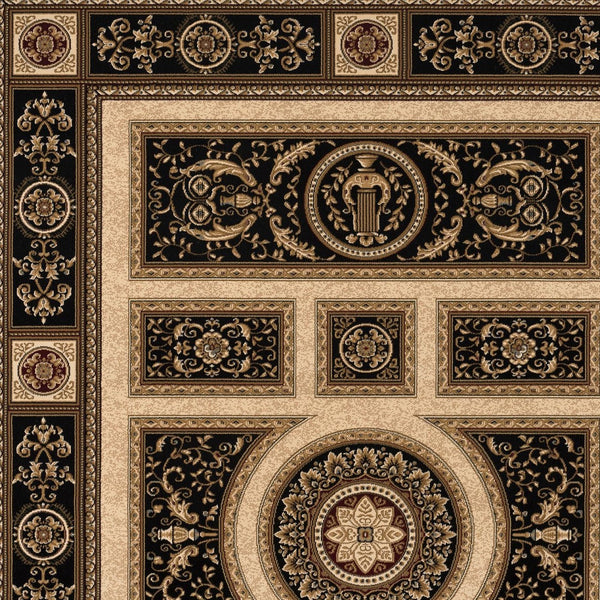 Homeroots 8' X 11' Beige And Black Oriental Power Loom Area Rug  Olefin 395427