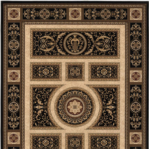 Homeroots 8' X 11' Beige And Black Oriental Power Loom Area Rug  Olefin 395427