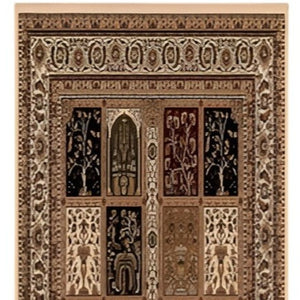 HomeRoots 10' Elegant Beige and Black Oriental Runner Rug for Hallways, Kitchens, and Entryways – Durable Design 2x13 395430