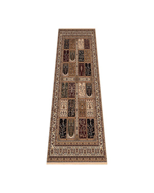 Homeroots 20' Runner Beige And Black Oriental Power Loom Runner Rug  Olefin 395432