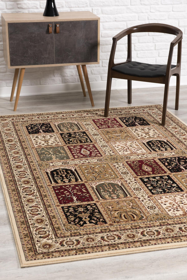 Homeroots 4' X 6' Beige And Black Oriental Power Loom Area Rug  Olefin 395445