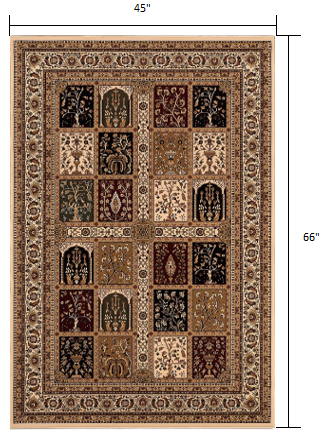 Homeroots 4' X 6' Beige And Black Oriental Power Loom Area Rug  Olefin 395445