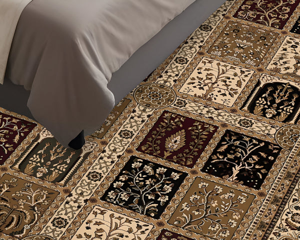 Homeroots 5' Cream Round Oriental Power Loom Area Rug  Olefin 395446