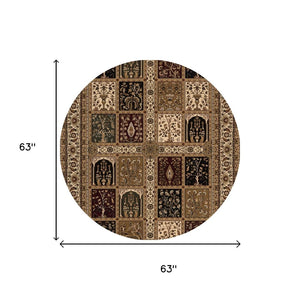HomeRoots 10' Elegant Beige and Black Oriental Runner Rug for Hallways, Kitchens, and Entryways – Durable Design 5x5 395446