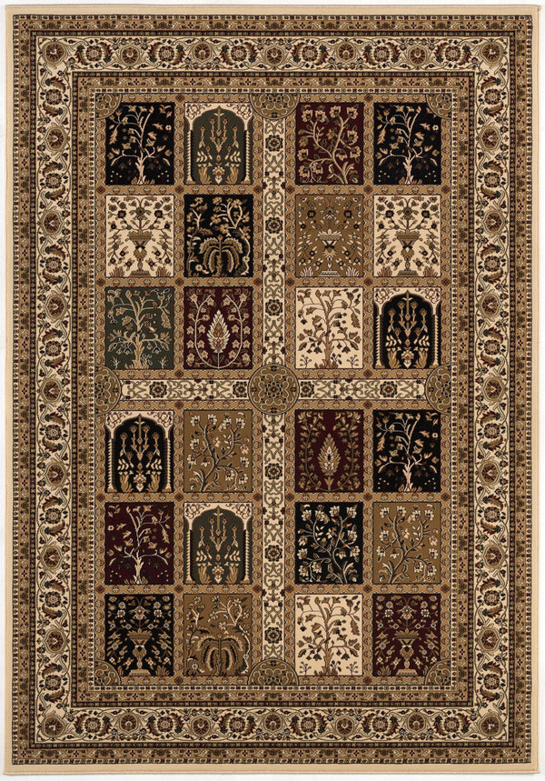 Homeroots 5' X 8' Beige And Black Oriental Power Loom Area Rug  Olefin 395447