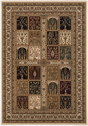 HomeRoots 10' Elegant Beige and Black Oriental Runner Rug for Hallways, Kitchens, and Entryways – Durable Design 5x8 395447