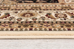 HomeRoots 10' Elegant Beige and Black Oriental Runner Rug for Hallways, Kitchens, and Entryways – Durable Design 7x10 395448