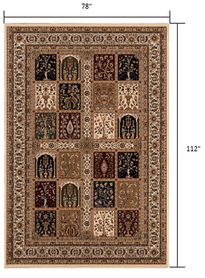 Homeroots 7' X 9' Beige And Black Oriental Power Loom Area Rug  Olefin 395448