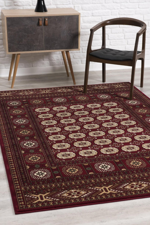 HomeRoots 10' Red and Ivory Floral Medallion Runner Rug - Elegant Design, Durable Olefin for Timeless Style 3x10 395460