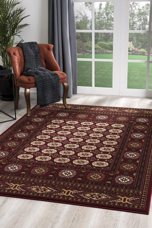 HomeRoots 10' Red and Ivory Floral Medallion Runner Rug - Elegant Design, Durable Olefin for Timeless Style 3x10 395460