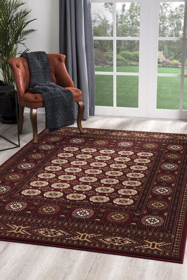 HomeRoots 10' Red and Ivory Floral Medallion Runner Rug - Elegant Design, Durable Olefin for Timeless Style 3x10 395460