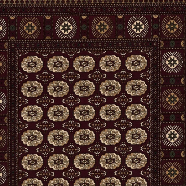HomeRoots 10' Red and Ivory Floral Medallion Runner Rug - Elegant Design, Durable Olefin for Timeless Style 3x10 395460
