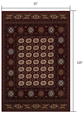 Homeroots 10' Runner Red And Ivory Floral Medallion Power Loom Runner Rug  Olefin 395460