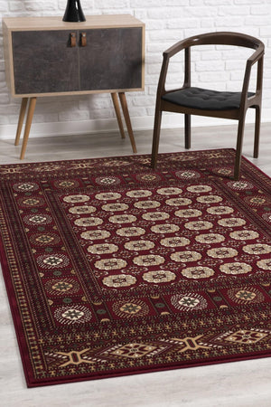 HomeRoots 10' Red and Ivory Floral Medallion Runner Rug - Elegant Design, Durable Olefin for Timeless Style 3x15 395463