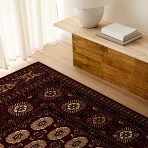 HomeRoots 10' Red and Ivory Floral Medallion Runner Rug - Elegant Design, Durable Olefin for Timeless Style 3x15 395463