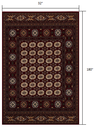 Homeroots 15' Runner Red And Ivory Floral Medallion Power Loom Runner Rug  Olefin 395463