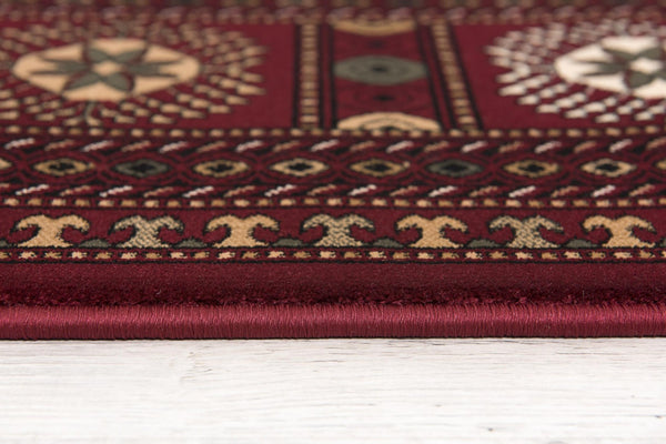 HomeRoots 10' Red and Ivory Floral Medallion Runner Rug - Elegant Design, Durable Olefin for Timeless Style 3x20 395464