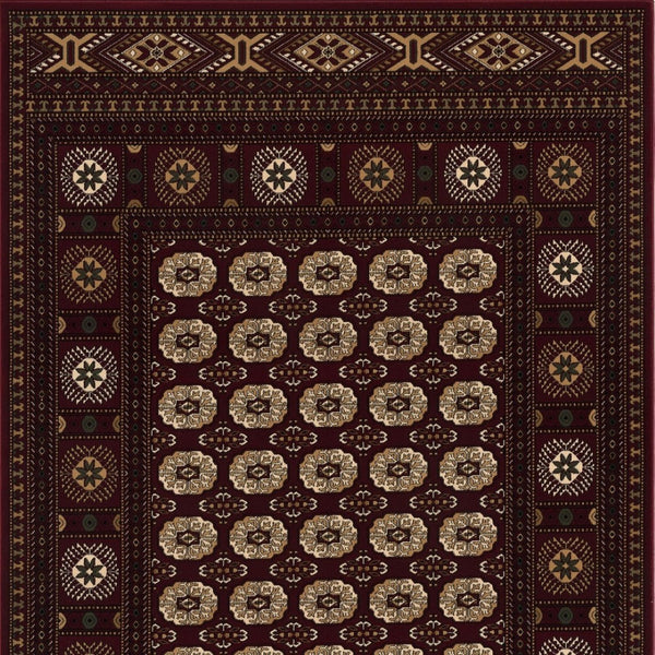 HomeRoots 10' Red and Ivory Floral Medallion Runner Rug - Elegant Design, Durable Olefin for Timeless Style 3x8 395467