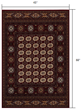 Homeroots 4' X 6' Red And Ivory Floral Medallion Power Loom Area Rug  Olefin 395468
