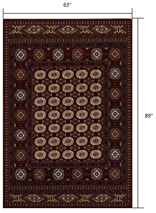 Homeroots 5' X 8' Red And Ivory Floral Medallion Power Loom Area Rug  Olefin 395470