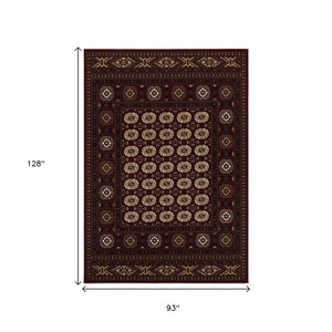 HomeRoots 10' Red and Ivory Floral Medallion Runner Rug - Elegant Design, Durable Olefin for Timeless Style 8x11 395473