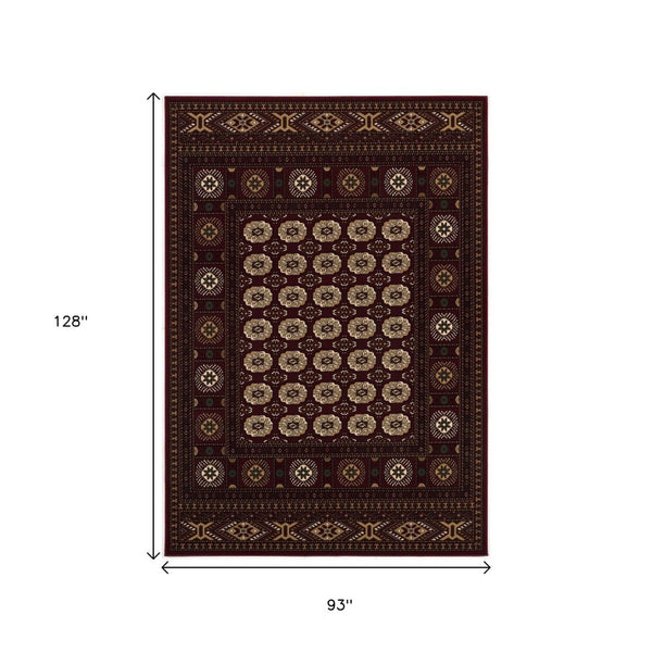 HomeRoots 10' Red and Ivory Floral Medallion Runner Rug - Elegant Design, Durable Olefin for Timeless Style 8x11 395473
