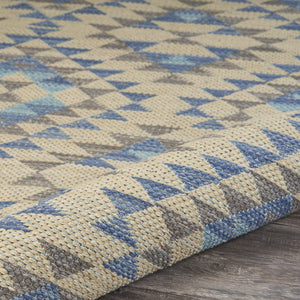 Homeroots 5' X 7' Blue Decorative Lattice Area Rug  Cotton 395475