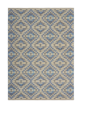 Homeroots 5' X 7' Blue Decorative Lattice Area Rug  Cotton 395475