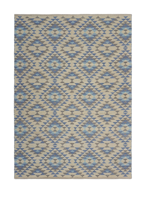 Homeroots 5' X 7' Blue Decorative Lattice Area Rug  Cotton 395475