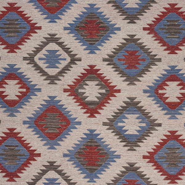 HomeRoots 5' Handcrafted Geometric Diamonds Area Rug in Vibrant Red and Blue for Timeless Home Elegance 5' X 7' 395477