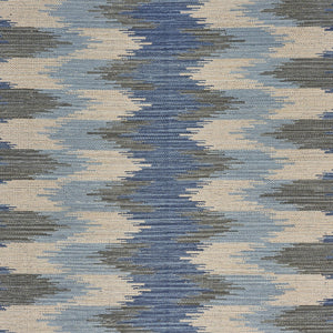 Homeroots 5' X 7' Blue And Cream Ikat Pattern Area Rug  Cotton 395479