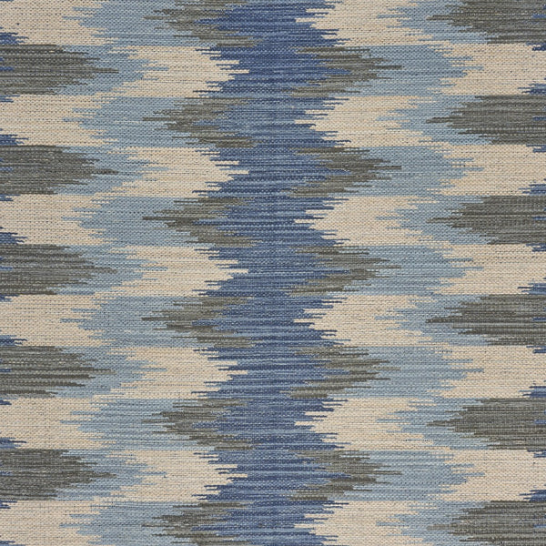 Homeroots 5' X 7' Blue And Cream Ikat Pattern Area Rug  Cotton 395479