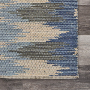 Homeroots 5' X 7' Blue And Cream Ikat Pattern Area Rug  Cotton 395479
