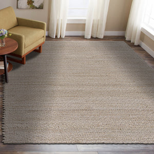 Homeroots 8' X 10' Natural Bleached Contemporary Area Rug  Jute 395485
