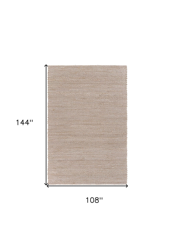 Homeroots 9' X 12' Natural Bleached Contemporary Area Rug  Jute 395486