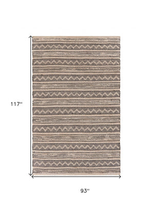 Homeroots 8' X 10' Black And Blush Chevron Stripe Area Rug  Jute 395488