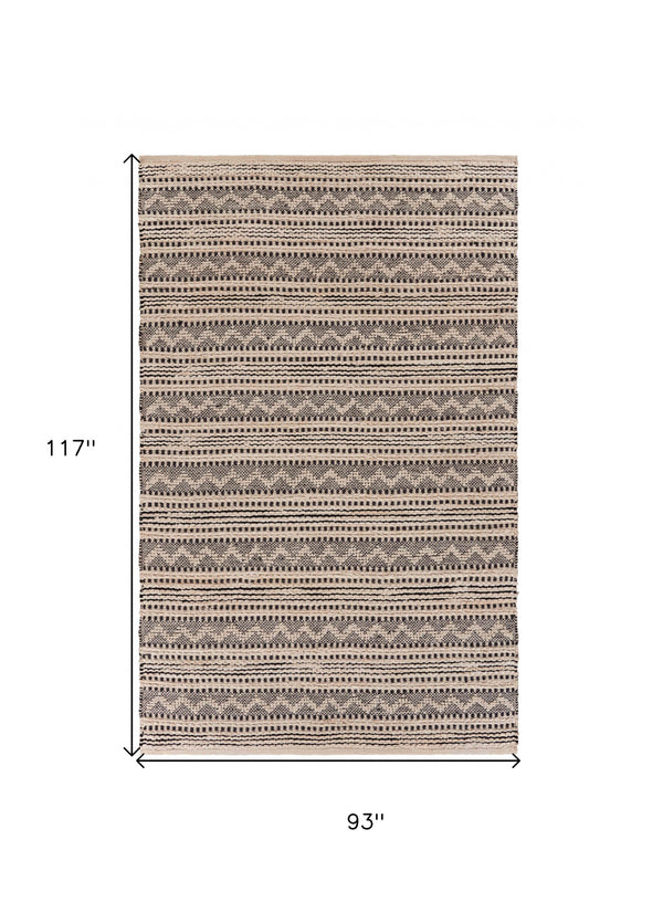 Homeroots 8' X 10' Black And Blush Chevron Stripe Area Rug  Jute 395488