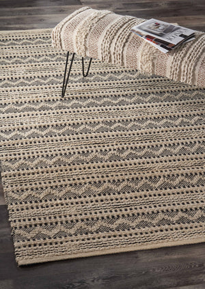 Homeroots 8' X 10' Black And Blush Chevron Stripe Area Rug  Jute 395488