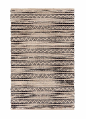 Homeroots 8' X 10' Black And Blush Chevron Stripe Area Rug  Jute 395488