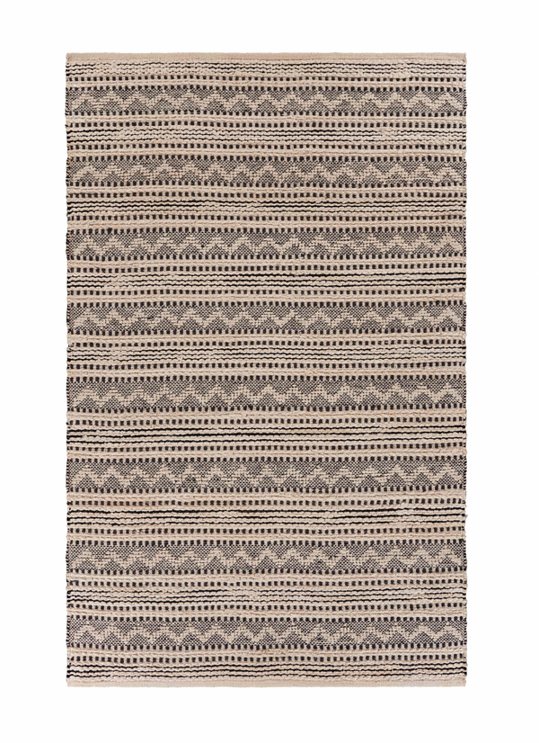 Homeroots 8' X 10' Black And Blush Chevron Stripe Area Rug  Jute 395488