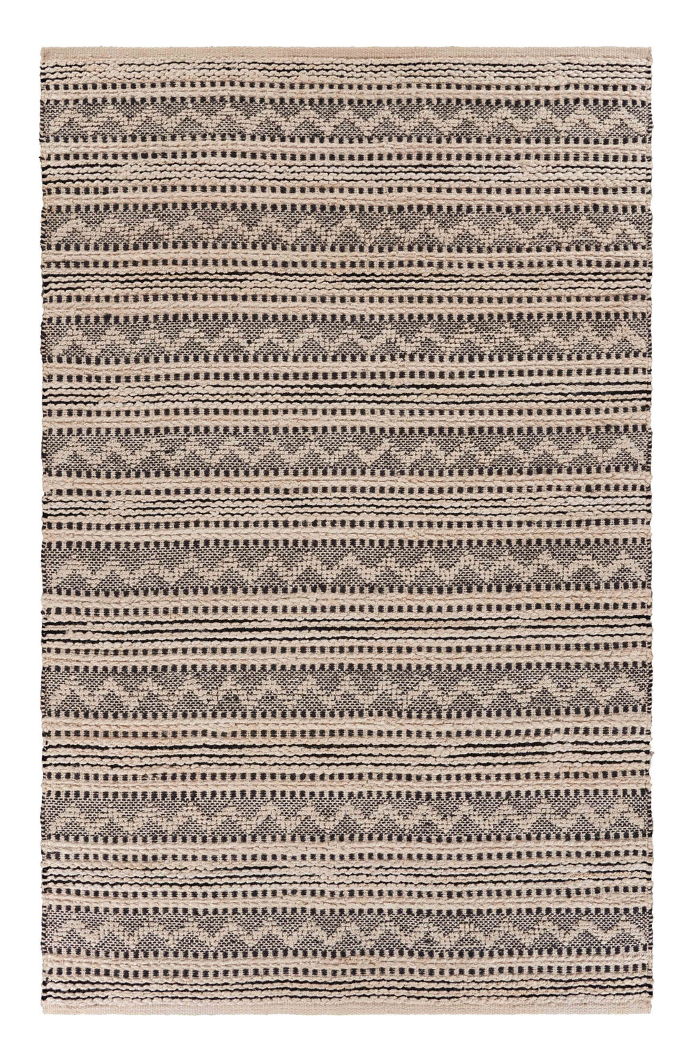 Homeroots 9' X 12' Black And Blush Chevron Stripe Area Rug  Jute 395489