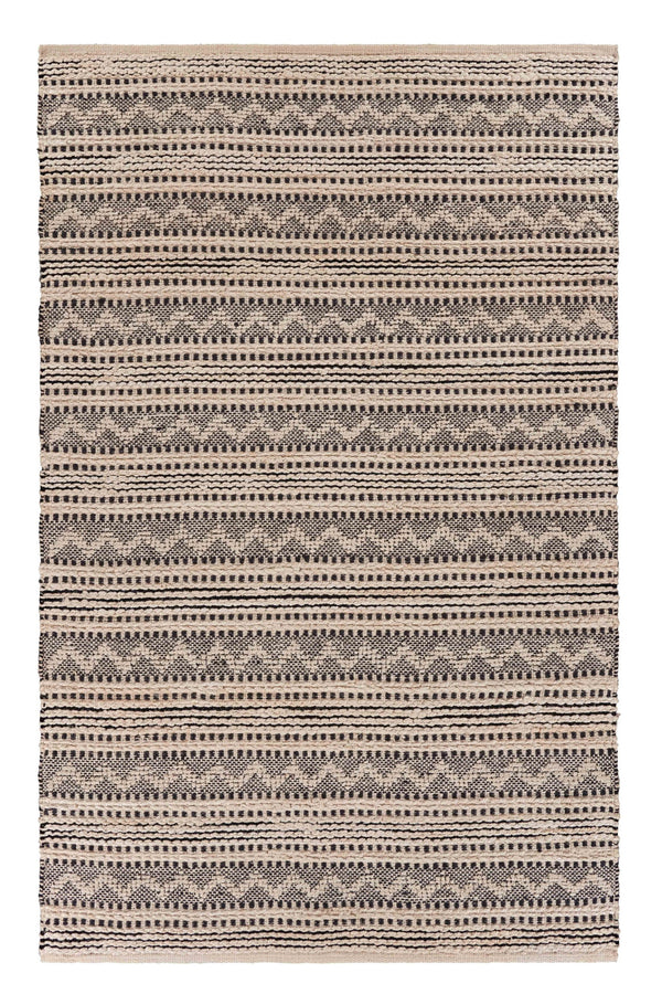 Homeroots 9' X 12' Black And Blush Chevron Stripe Area Rug  Jute 395489