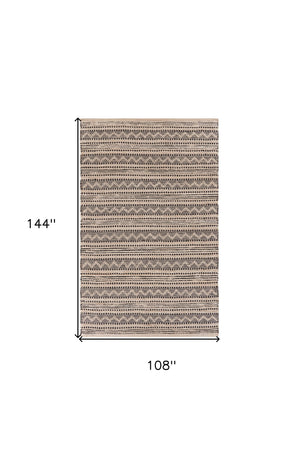 Homeroots 9' X 12' Black And Blush Chevron Stripe Area Rug  Jute 395489