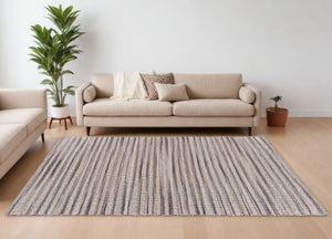 Homeroots 9' X 12' Brown And Gray Striped Area Rug  Jute 395499