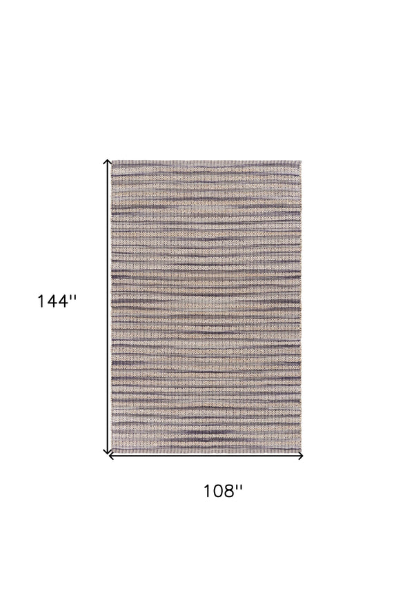 Homeroots 9' X 12' Brown And Gray Striped Area Rug  Jute 395499
