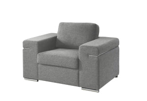 English Elm Giuliana Woven Fabric Accent Chair with Chrome Arms and Brushed Steel Legs B2749P413372