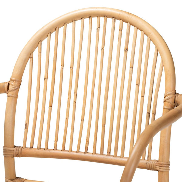 English Elm Modern Rattan Dining Chair Woven Round Back Boho Coastal Armchair Natural Finish B2750P420424