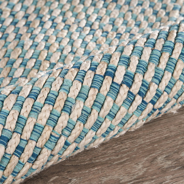 Homeroots 8' X 10' Blue And Beige Toned Area Rug  Jute 395501