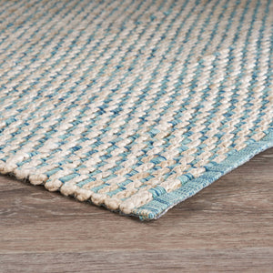 Homeroots 9' X 12' Blue And Beige Toned Area Rug  Jute 395502