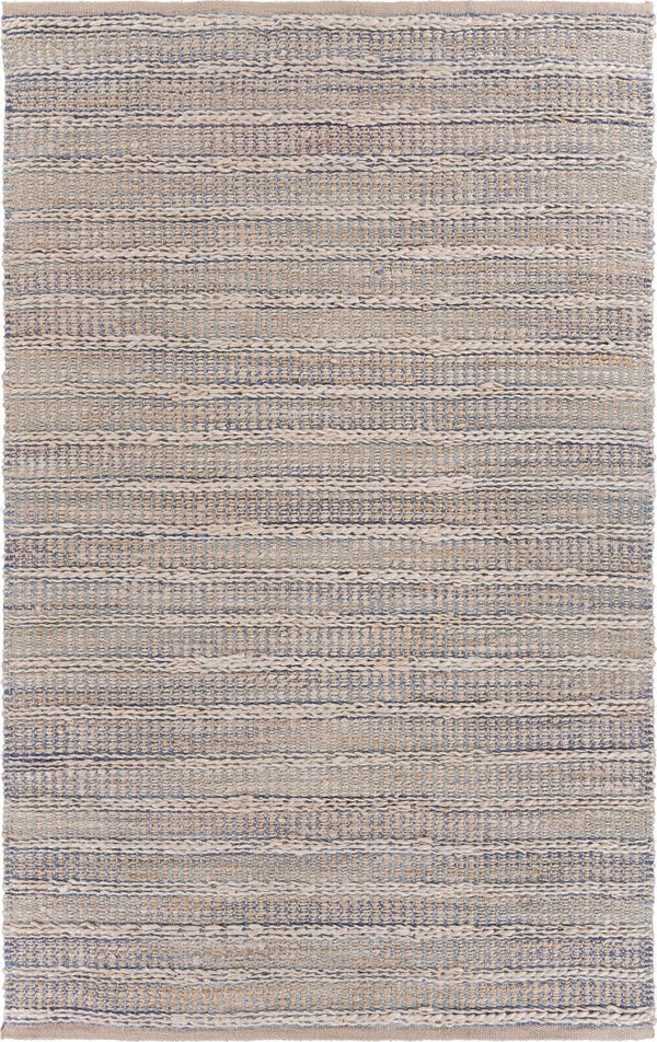 Homeroots 5' X 8' Blue And Cream Braided Jute Area Rug  Jute 395503